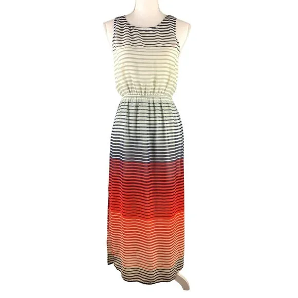 Anthropologie | Dresses | Anthropologie Long Sleeveless Chiffon Dress With  Slit Size Small | Poshmark